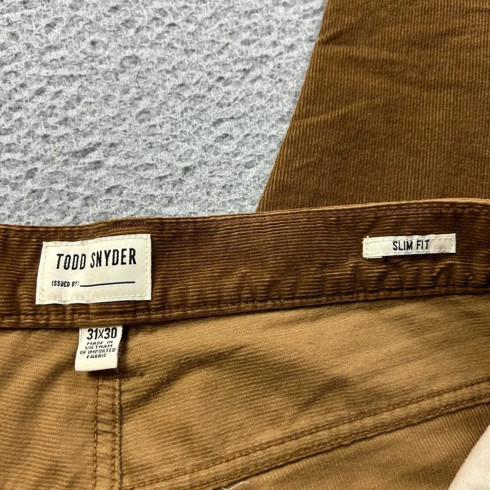Todd Snyder Corduroy Pants Mens 31x30 Brown Slim 5-Pocket Casual Wear